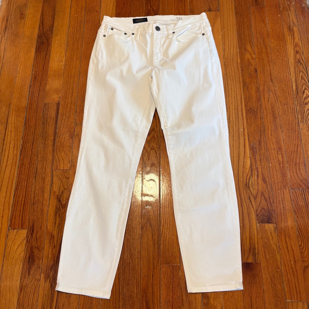 J.Crew Womens Sz 30 Toothpick Jeans Cream Skinny Stretch Denim 27.5" Inseam